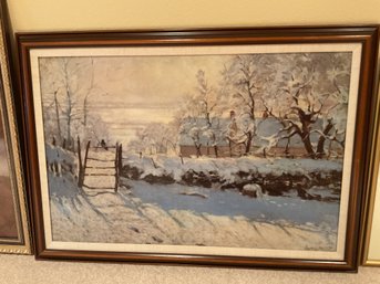 Framed Winter Canvas Painting
