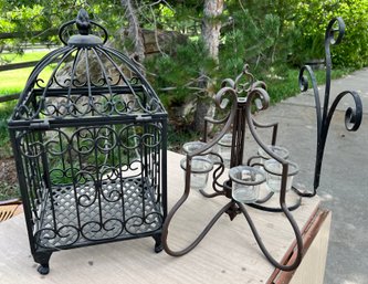 Misc Iron Bird Cage & Candle Holders