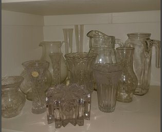 Clear Glass Lot Vases & Pichers,trinkets