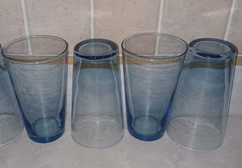 Set Of 4 Blue Drinking Glasses