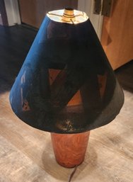 Wooden Table Lamp With Metal Shade