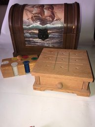 Sail Boat Wood Box And Wood Games