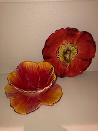 Clay Art Floral Plates And Cup Set