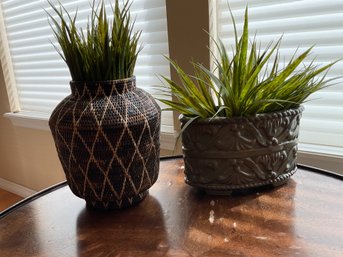 2 Faux Potted Plants