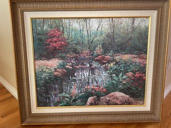 Framed Canvas Forest Painting