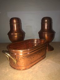 Copper Salt N Pepper Shakers & Tub