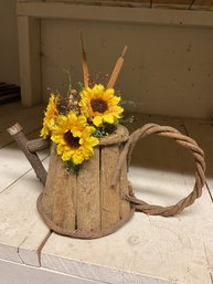 Wooden Watering Can Faux Planter