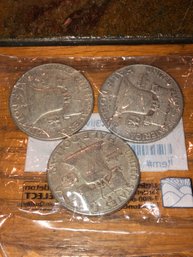 X3 Franklin Silver 50 Cent Coins