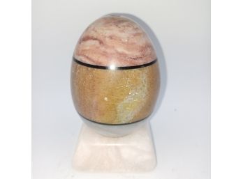 Tri Color Alabaster Egg And Base