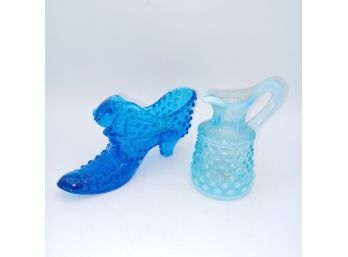 Fenton Hobnail Shoe & Vase