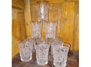 Libbey Etched Cherry & Leaves Vintage Glasses X10