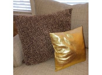 Leopard/gold Throw Pillows X2