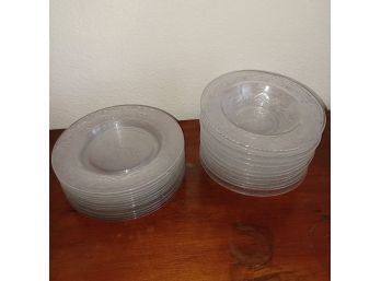 Cut Glass Floral Plates And Bowl 24pc