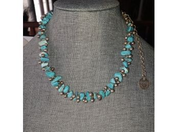Turquoise & Silver Tone Necklace