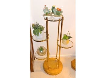 Planter Stand With Fake Cactus Plants