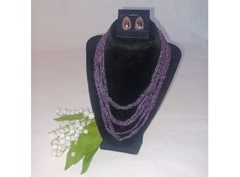 Coldwater Creek Purple Necklace & Earrings