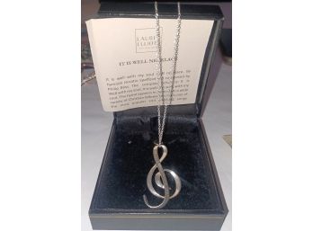 Sterling Silver Clef Music Note Necklace