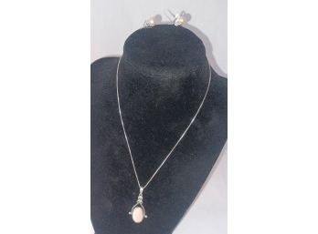 Sterling Fresh Water Pearl Earrings & Pink Necklace