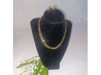 Napier Gold Tone Necklace & Earrings