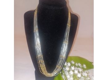 Silver&gold Tone Necklace 925 Clasp