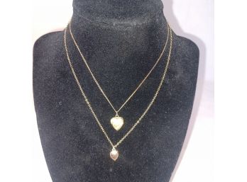 Gold Tone Heart Necklace X2