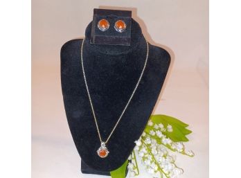 Red Jasper Silverplated Necklace & Earring Set