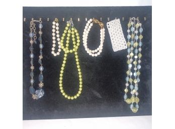 6pc Faux Pearls & Beads Necklace And Bracelet