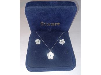 Stauer 925 Silver Floral Necklace & Earrings Set