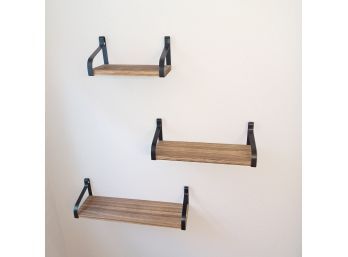 X3 Wooden/metal Industrial Shelfs For Decor
