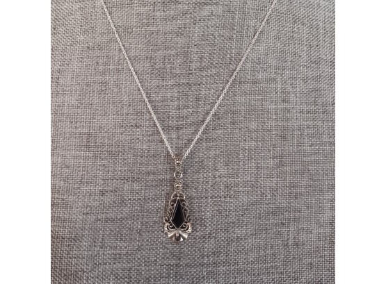 Sterling Silver 925 Onyx Necklace