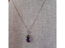 Sterling Silver 925 Purple Raindrop Necklace