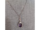 Sterling Silver 925 Purple Raindrop Necklace