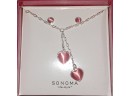 Pink Heart Necklace & Earring Set