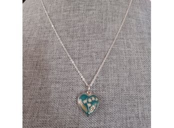 Sterling Silver Heart Floral Necklace