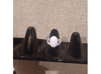 Avon Sterling Silver Blue Lace Agate And Lavender CZ Ring