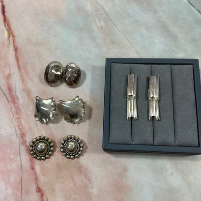 197 Lot Of Four Sterling Mexico Silver Vintage Earrings