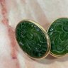 122 Sterling Silver Carved Jade Vintage Clip-On Earrings