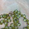 129 Vintage Lime Quartz Beaded Three Layered Necklace With Sterling Clasp