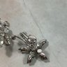 185 Vintage Leo Glass And Van Dell Sterling Brooch And Screw-On Earrings