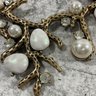 072 Faux Pearl & Rhinestone Branch Statement Necklace