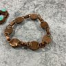 074 Lot Of 9 Pieces Of Copper Jewelry, Necklace, Cuffs, Bracelets, And Pin