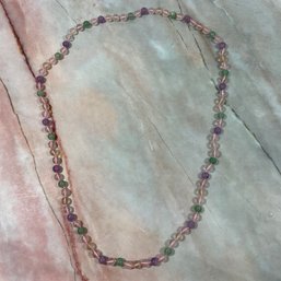 107 Amethyst And Jade Beaded Necklace