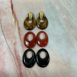114 Changeable Tigers Eye & Carnelian Gold Tone Clip-On Earrings