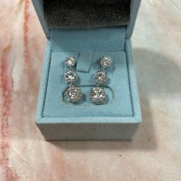 143 Stauer Sterling Silver Rhinestone Dangle Earrings