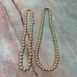 149 Lot Of Two Vintage Pearl Necklaces/Chockers