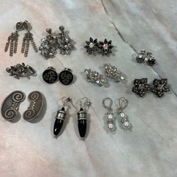 180 Lot Of Eleven Dark Silver/Black Vintage Earrings, Mignon Faget Earrings
