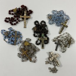 042 Lot Of Six Vintage Rosaries Necklaces