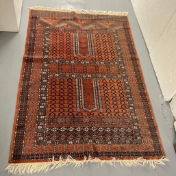 004 Hand Knotted Burnt Orange And Black Area Rug 78' X 52'