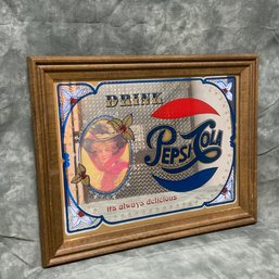 026 Vintage Framed Pepsi Bar Sign Mirror