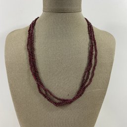 061 Purple Garnet Three-Layered Deco Lace Sterling Silver Necklace